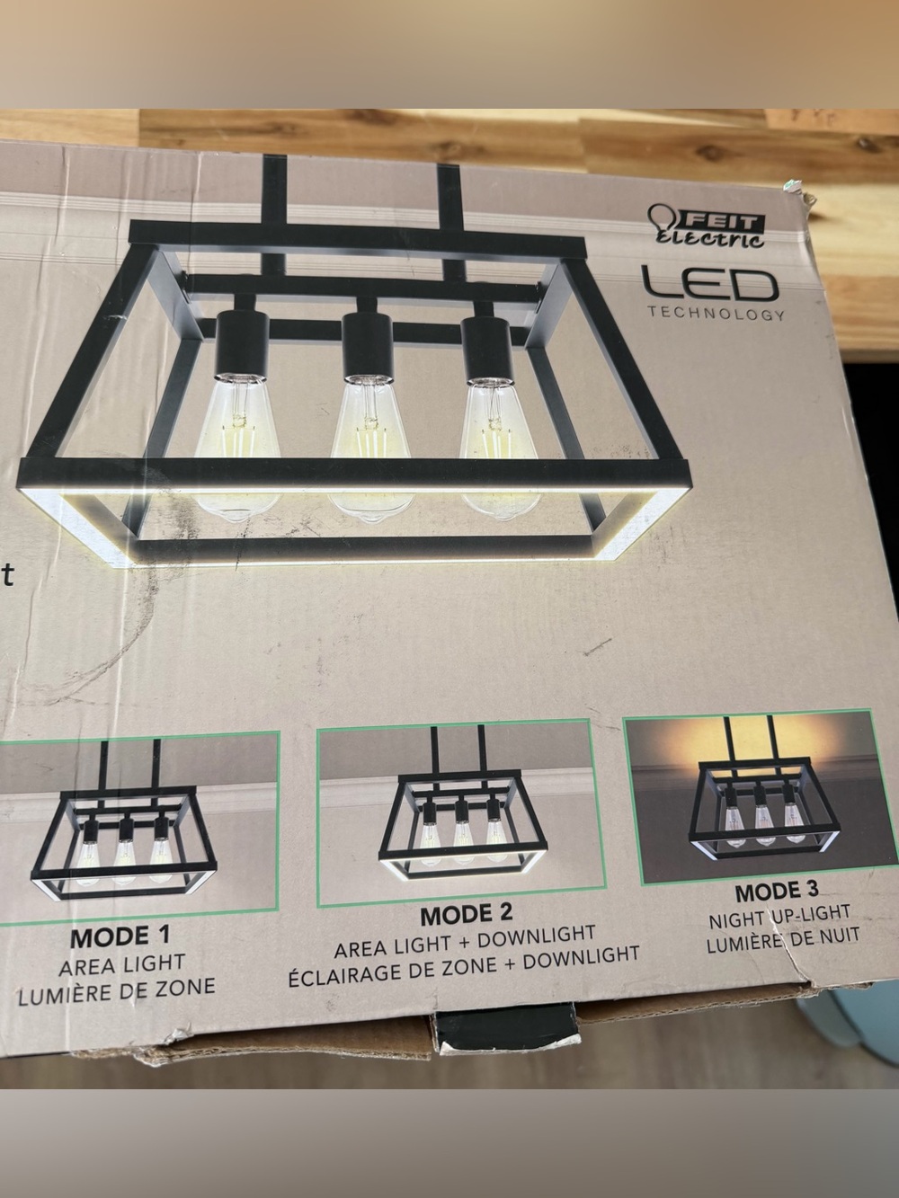 New Feit Electric Katalyst LED Rectangular Cage Pendant Light in Black